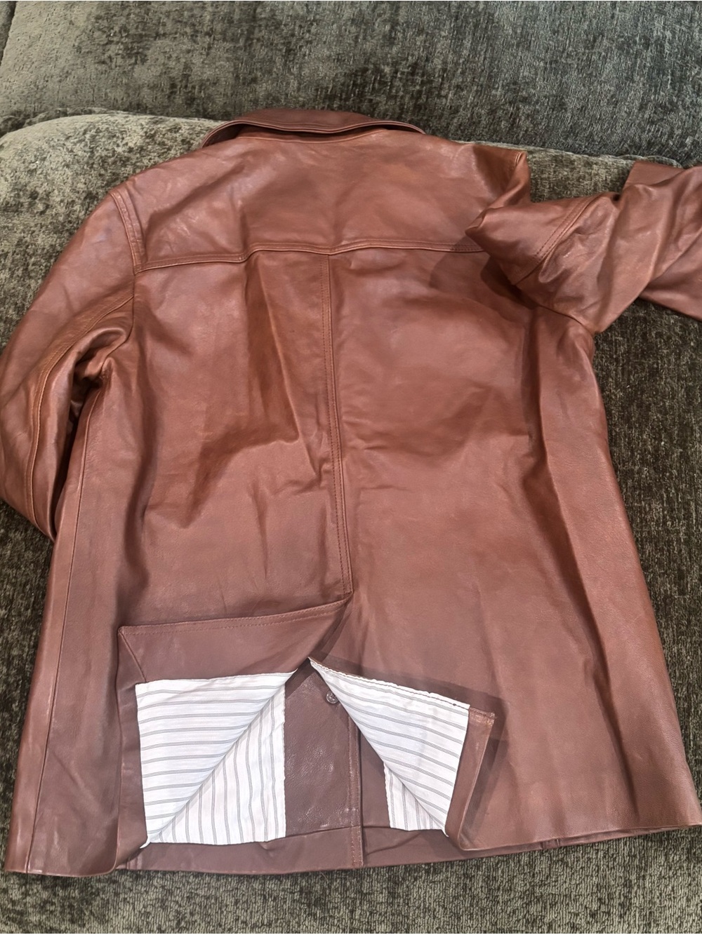 H&M Premium Selection Leather Jacket For Women (Brown) XS - Picture 12 of 12